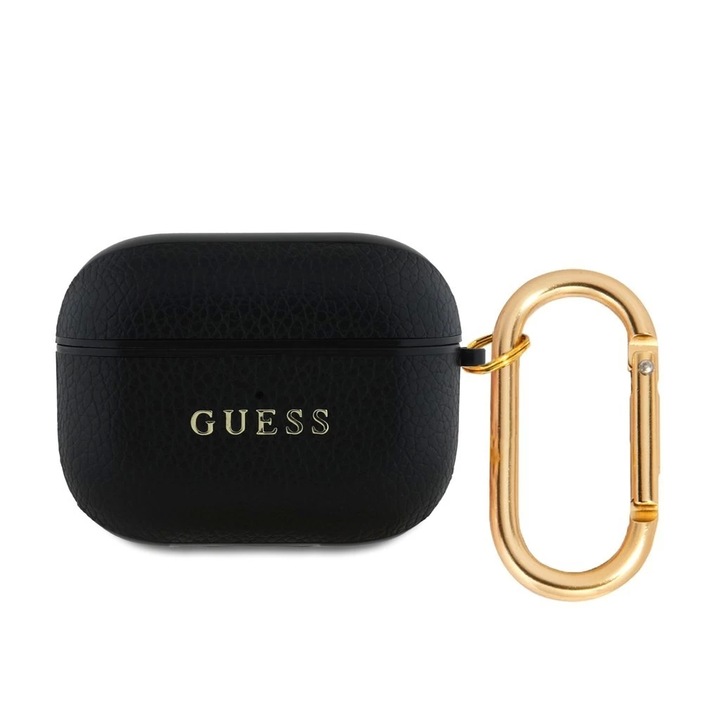 Guess PU Grained Classic Logo tok AirPods 3 készülékhez fekete