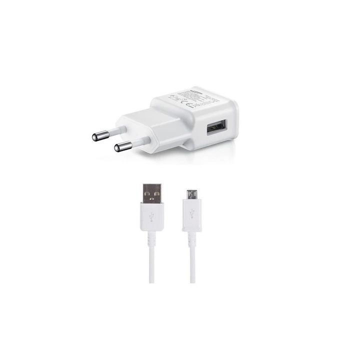 EP-TA200EWE + ECB-DU4EWE Samsung 15W utazó töltő + microUSB adatkábel fehér - csomagolás nélküli gyártói