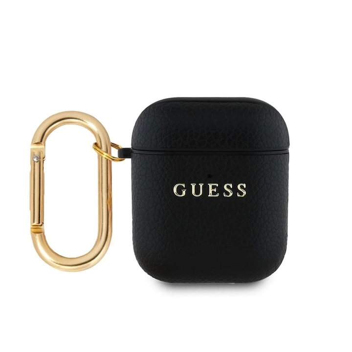 Guess PU Grained Classic Logo tok AirPods 1/2 készülékhez fekete