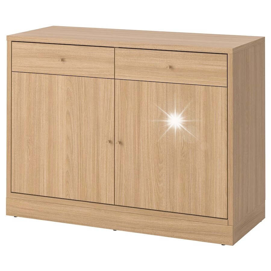 Comoda IKEA TONSTAD, 121x47x90 cm, furnir de stejar, 2 sertare