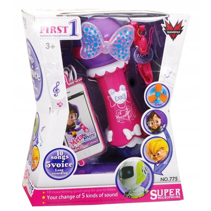 Ramiz karaoke mikrofon, fehér, 10 dal, 19x23x8cm, 3 év feletti gyermekek számára