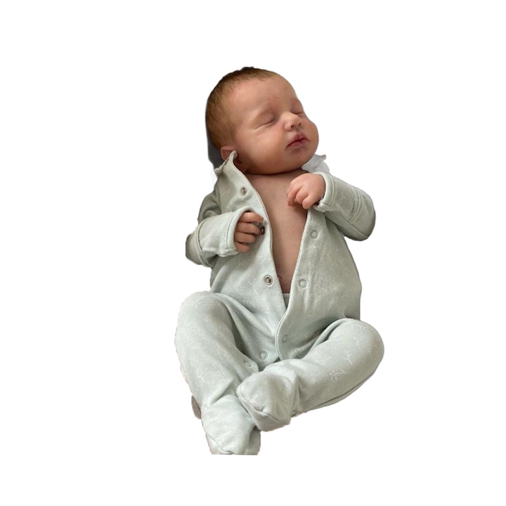 Кукла Reborn LOULOU ANTCOOL Силиконова, Реалистичен вид, Изящна 3D рисунка, Симулация на бебе, 3+ години, 49см, сива