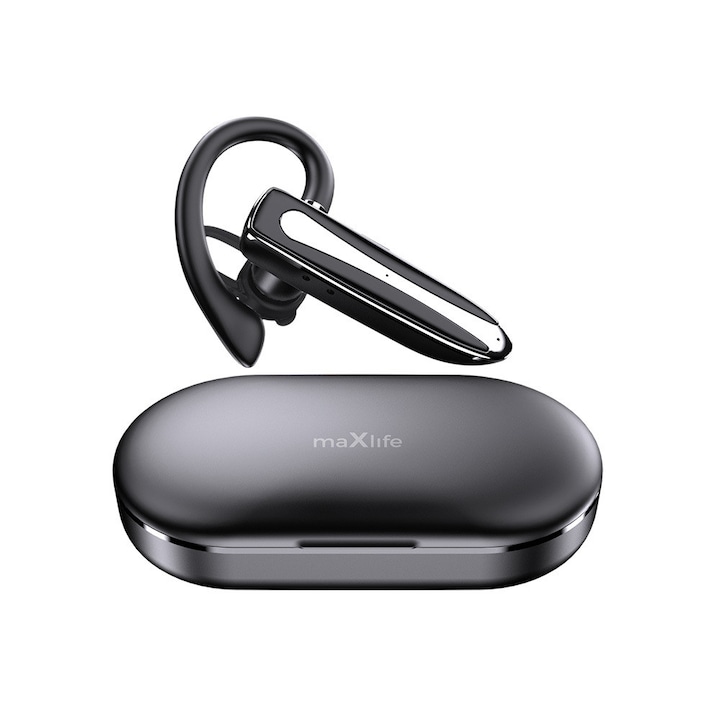 Maxlife MXBH-01 - fekete bluetooth headset, töltő tokkal