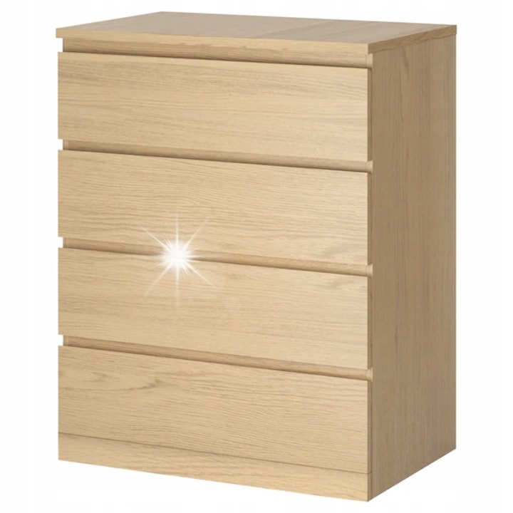 Comodă IKEA MALM, 4 sertare, furnir de stejar, alb, 80x48x100 cm