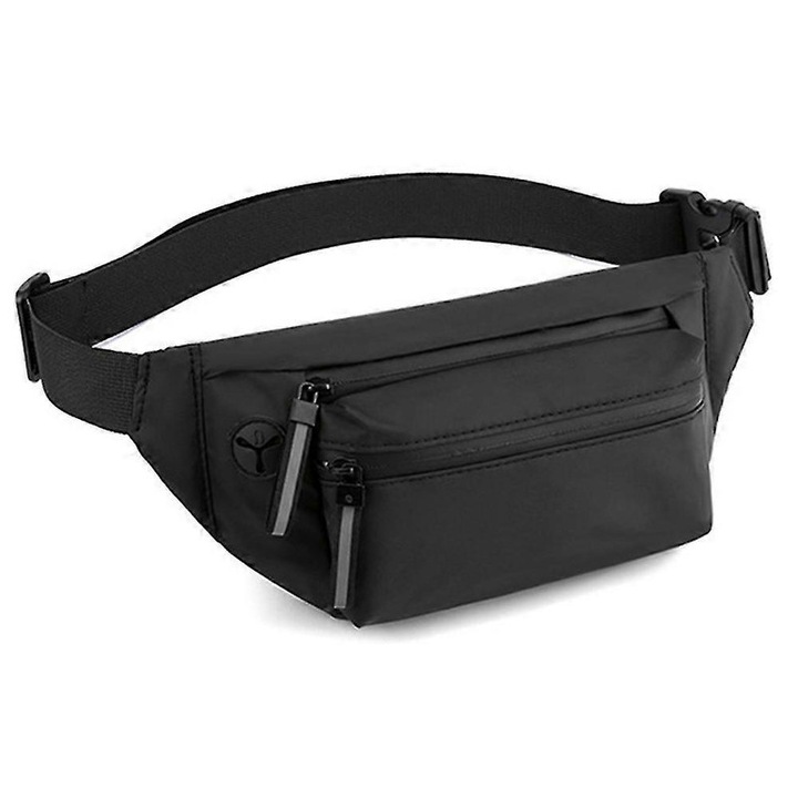 Fekete, állítható deréktáska férfiaknak és nőknek, cipzáras zsebekkel, kiegészítő szett különböző tevékenységekhez