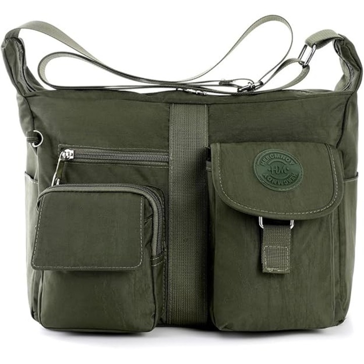 Női crossbody táska, állítható pánttal, több zsebbel, nylon, 29x25x12cm