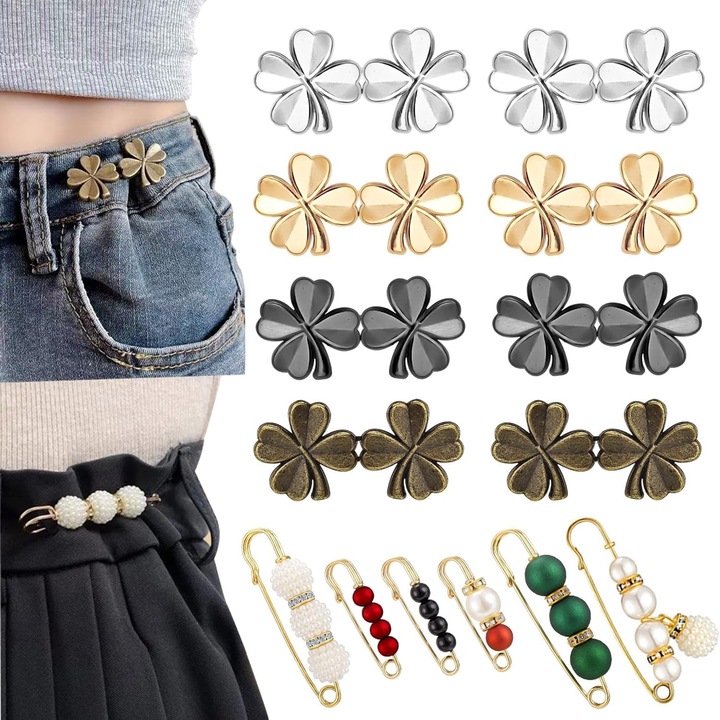 Set 22 bucati de dispozitive de ajustare a taliei, fara cusaturi si fara unelte, ace detasabile pentru nasturi de blugi, nasture pentru blugi pentru o strangere mai usoara_xx