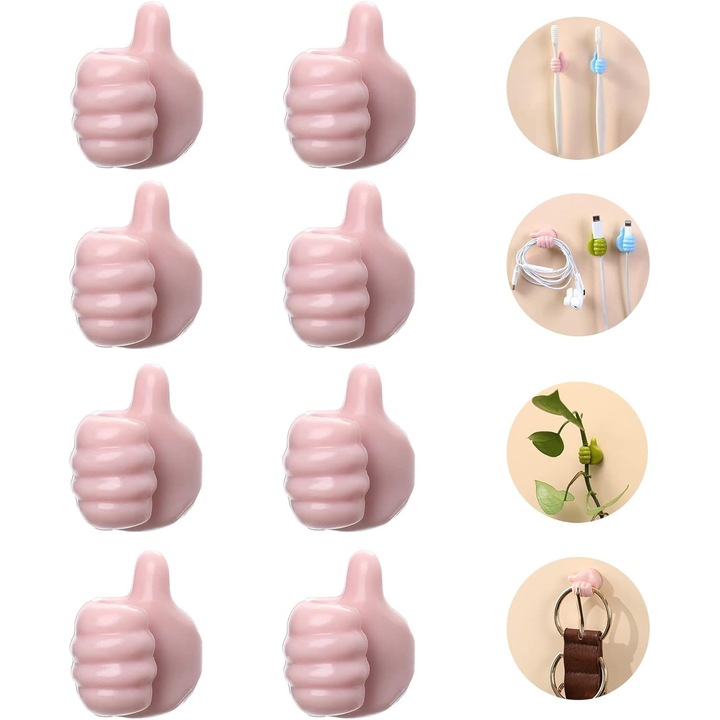 Set 8 suporturi autoadezive din silicon pentru cabluri, design amuzant, 2x2.5cm