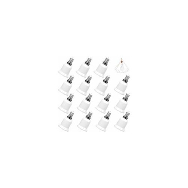 Adaptor soclu lampa E14 la E27, set 15 bucati, material BPT, sigur si durabil