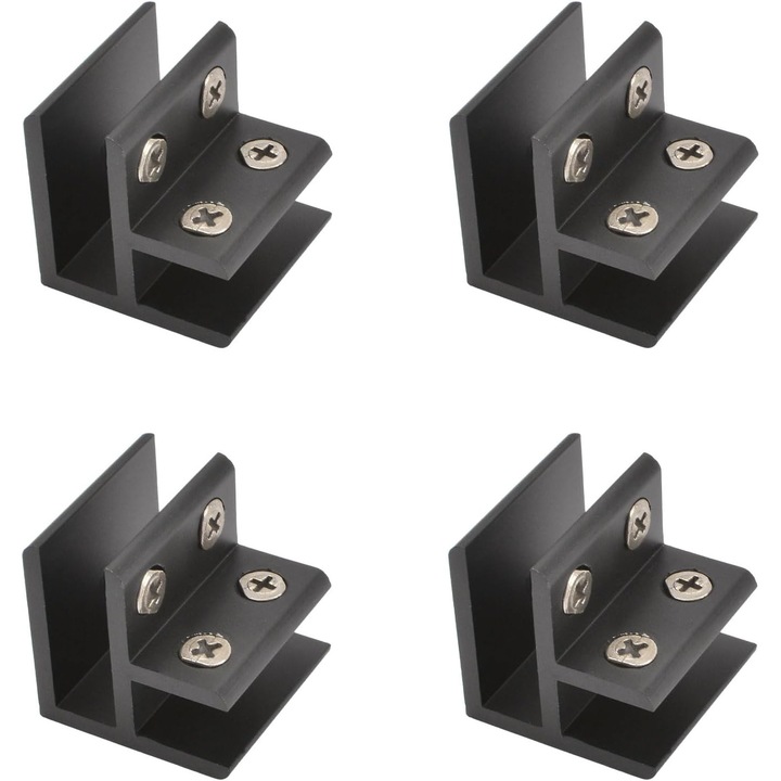 Set de cleme de sticla ajustabile la 90 de grade, aluminiu, 10-12mm, rezistente, usor de instalat