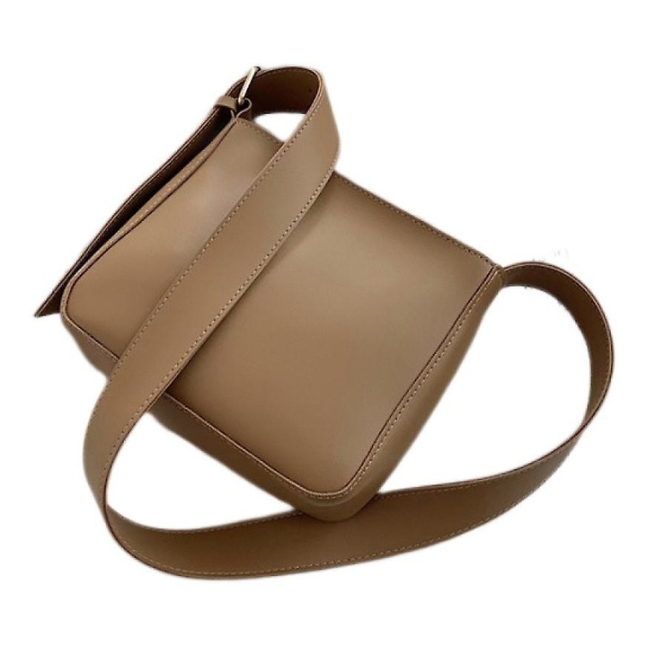 Khaki színű, egyszerű fazonú ökológiai bőr tote táska bojtdíszítéssel