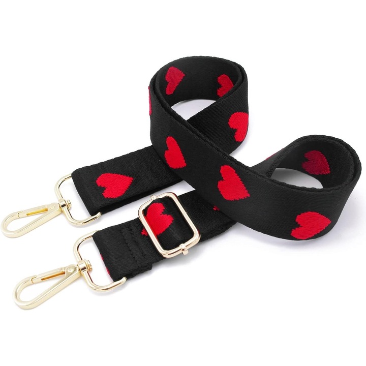 Táskaszíj, fekete és piros, állítható