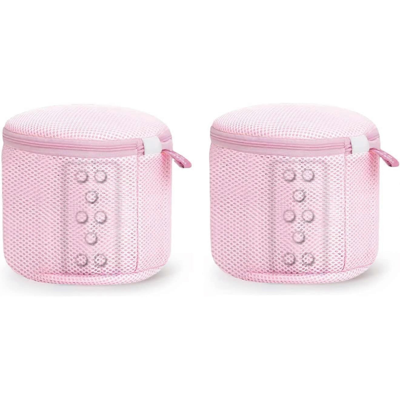 Set saci de spalare rufe cu suport pentru sutiene, 2 buc, roz, 15x15x15cm