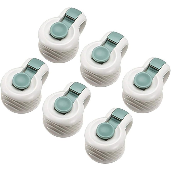 Set 6 clips pentru fixarea paturilor, plastic, verde, utilizare indelungata