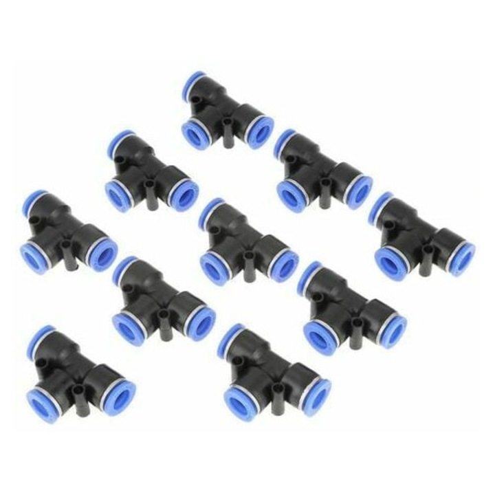 10 darabos műanyag fitting készlet pneumatikus tömlőkhöz, levegőcsatlakozás, 10mm, nyomásálló
