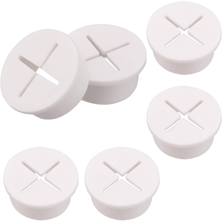 Set 6 organizatoare din silicon flexibil, protectie cabluri, alb