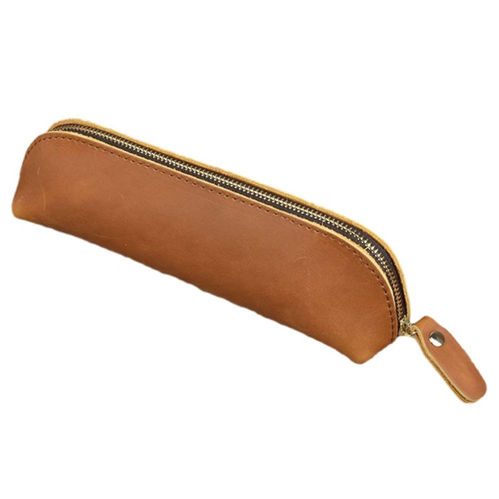 Etui pentru ochelari, din piele, vintage, capacitate mare, portabil, maro