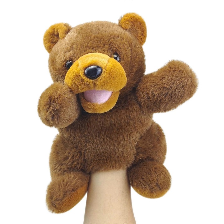 Papusa de mana, urs, 25cm, maro