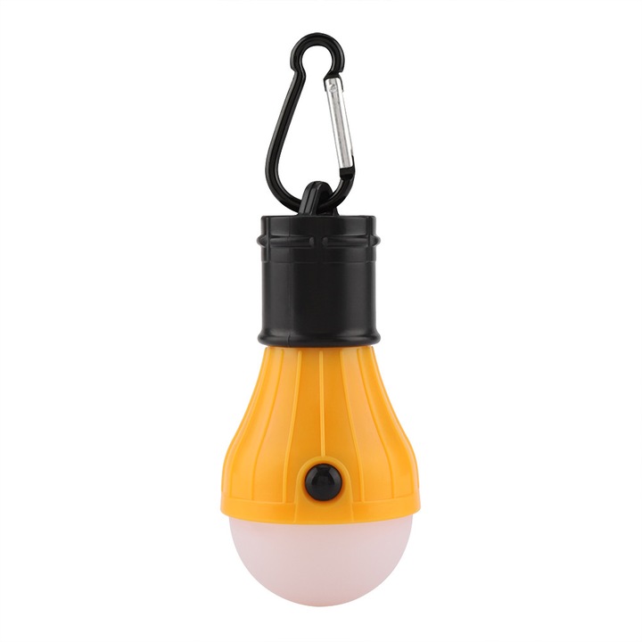 Mini lampa portabila cu 3 LED-uri, galben, 108x52mm, 3 moduri de iluminare, pentru cort/camping