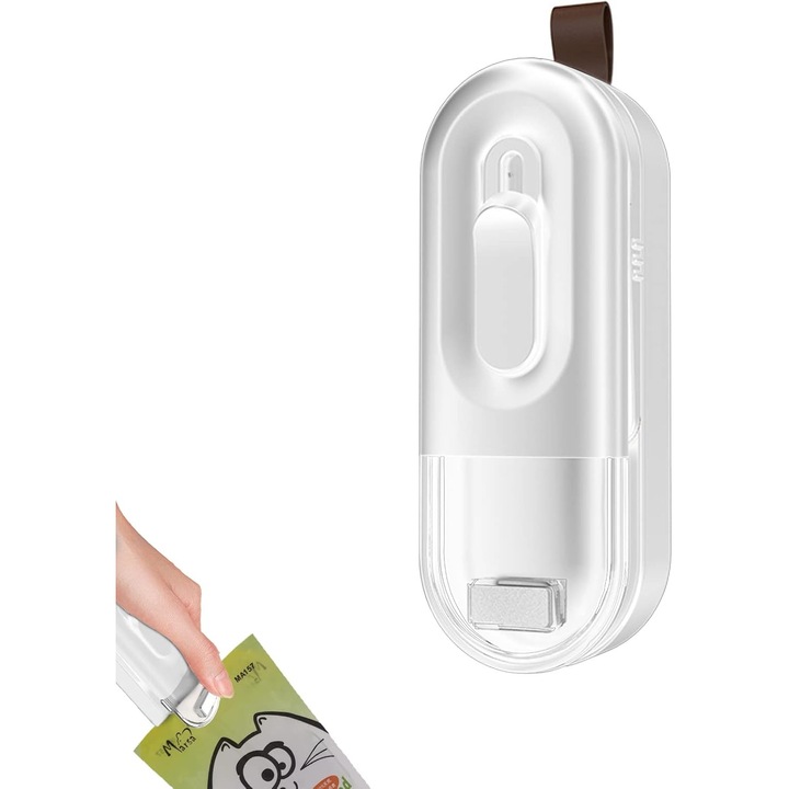 Mini aparat de vidat, 2 in 1, Alb, cu Cutter, pentru Pungi Plastice