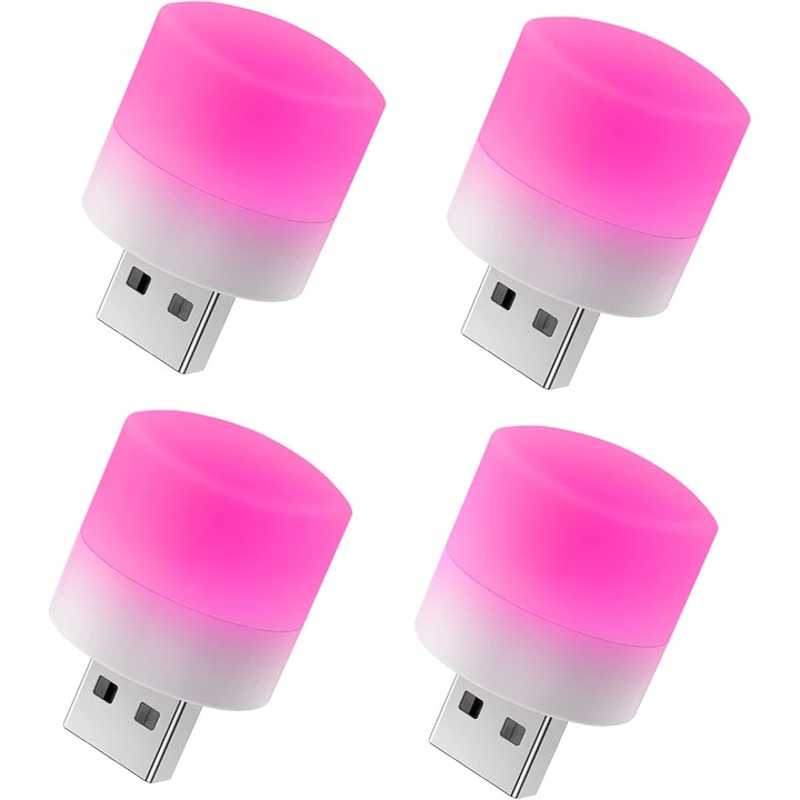 Set 4 lampi LED de noapte, design compact, USB, 1x1.4 inch