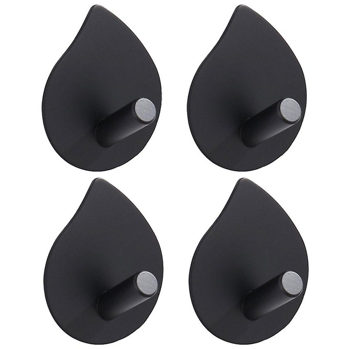 Set 4 suporturi autoadezive pentru baie, inox, negru