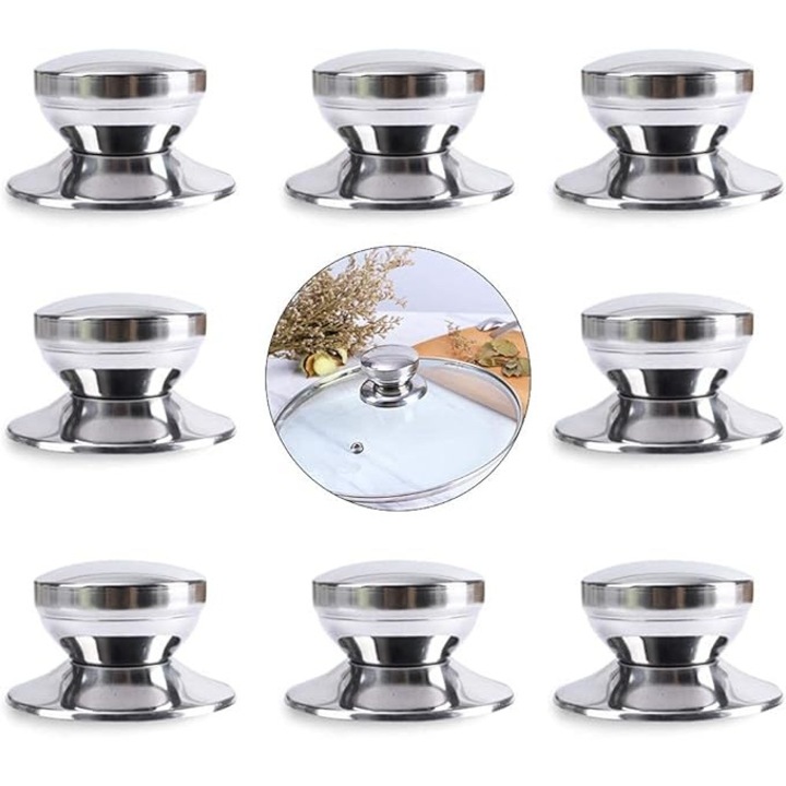 Set 8 manere pentru capac de oala, inox, 5x2.7cm