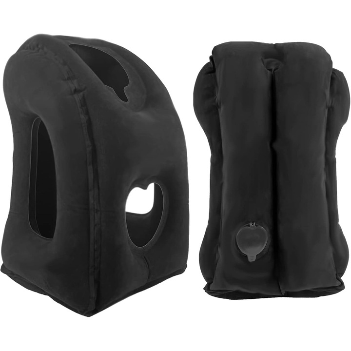 Perna de calatorie portabila, suport pentru cap si gat, negru