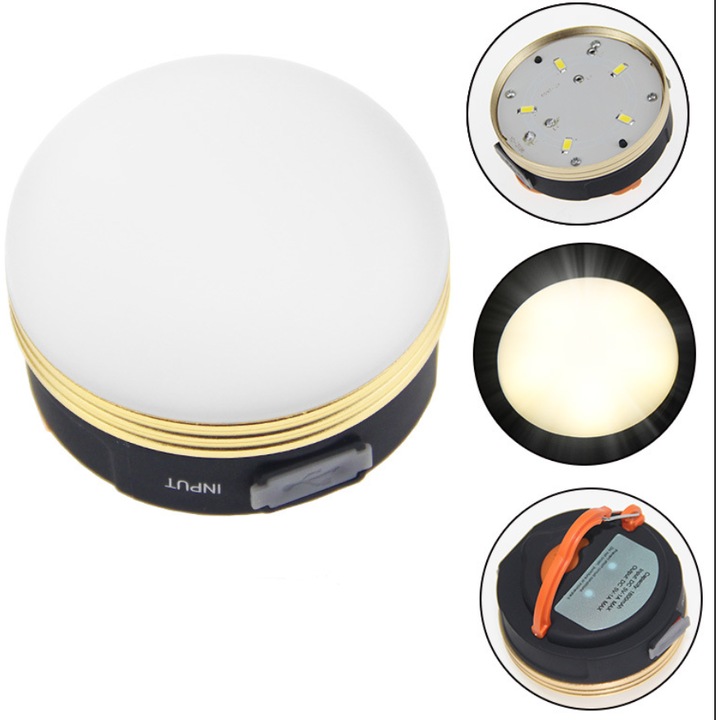 Lanterna camping portabila, USB reincarcabila, rezistenta la apa, 12 ore autonomie