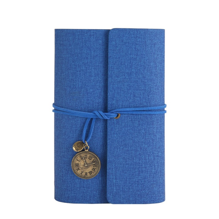 Agenda A6, stil retro, coperta din piele, 100 pagini, albastru inchis