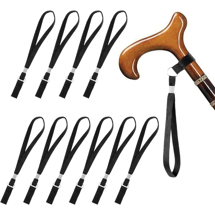 Set 10 curele pentru incheietura mainii, accesorii camping si drumetii, negru, 20cm