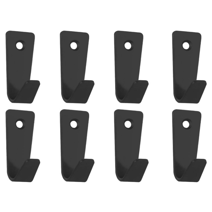 Cuiere negre din inox, rezistente, usor de instalat, pentru baie, bucatarie, birou, 10x5cm