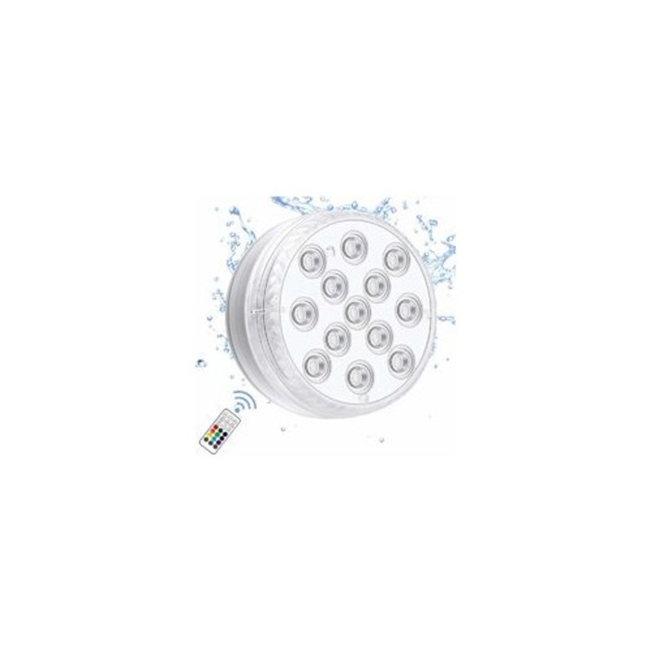 Víz alatti LED lámpa RF távirányítóval, 16 szín, 13 LED, 100% vízálló