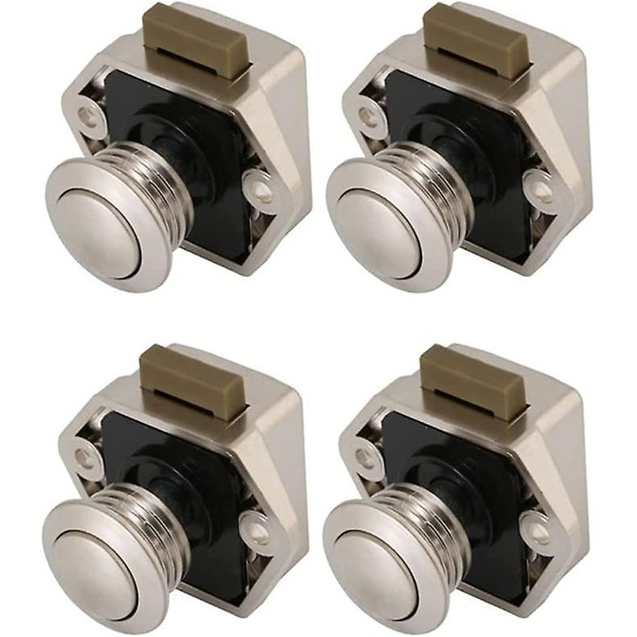 Set 4 broaste cu buton, zinc, ABS, nickel, 4.8x3.5x3.8cm