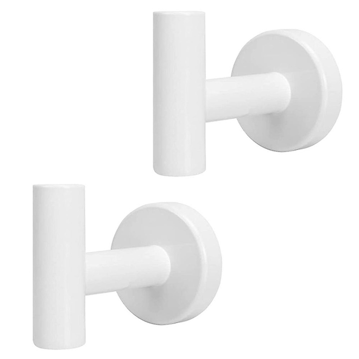 Suporturi pentru prosoape, set 2 buc, montare pe perete, alb, pentru baie, bucatarie, dormitor