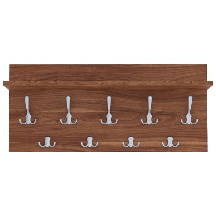 Cuier de perete VERTI cu carlige aluminiu AKKE, Visiniu, 40X80