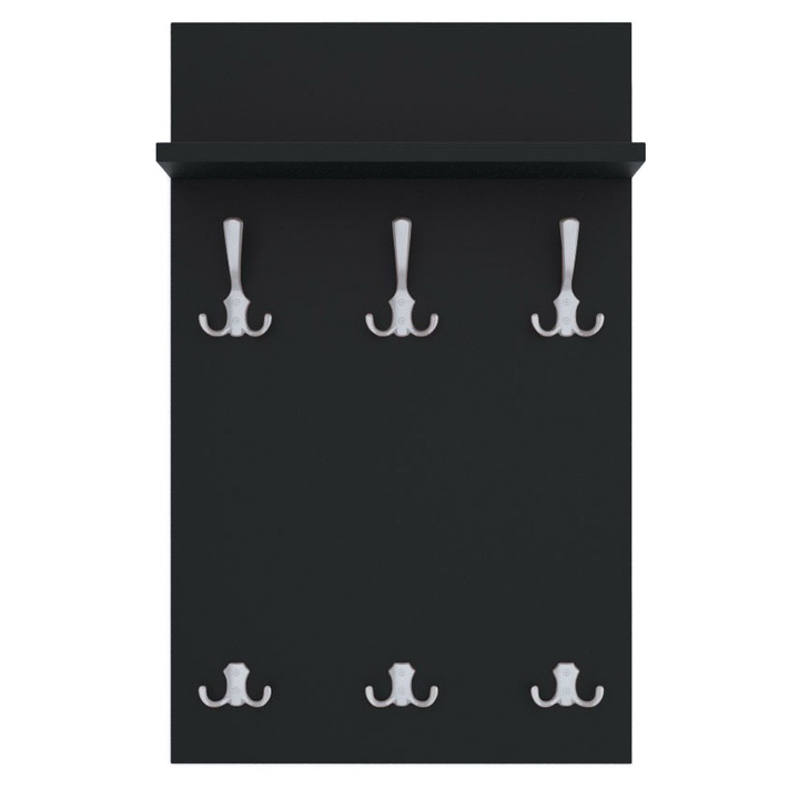 Cuier de perete MIDI cu carlige aluminiu AKKE, Negru, 70X40