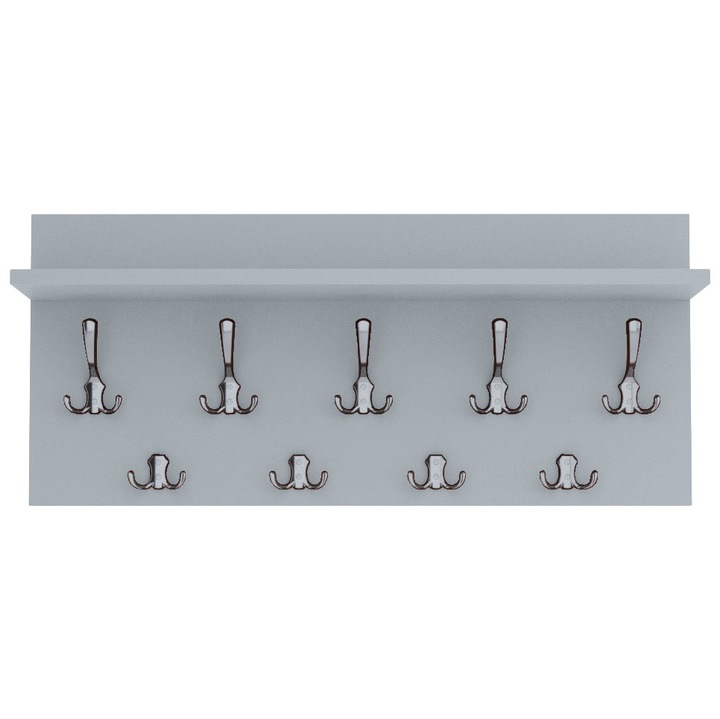 Cuier de perete VERTI cu carlige cromate AKKE, Gri deschis, 40X80