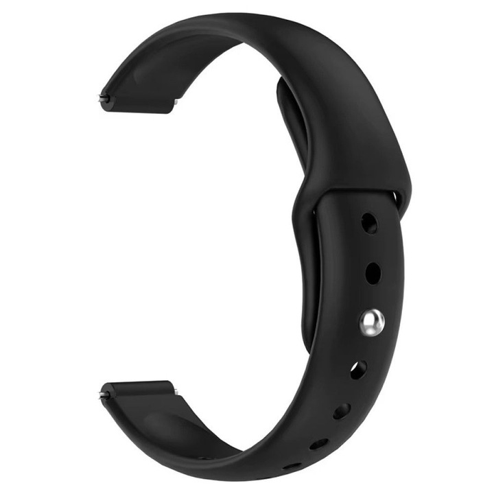 Силиконова каишка, съвместима с Huawei Watch GT4 41mm, GT5 41mm, GT5 Pro 42mm, Garmin Forerunner 255S, Venu 2S / 3S, Vivoactive 4S, Vivomove 3S, Realme Band 2, Garett Kids Essa, Smartwatch KW10 / KW20 / DT93, Best Accessories, 18 mm, Черна