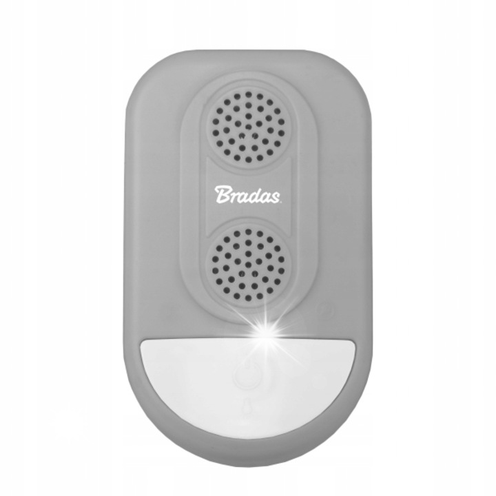 Bradas elektromos rágcsálóriasztó, 11x6,5cm, AC 220V-240V tápegység, 100m hatótávolság, szagtalan.