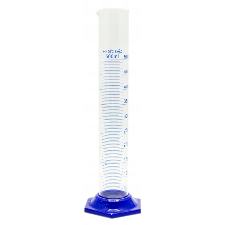 Mérőhenger, 500 ml, boroszilikát üveg, polipropilén talp, 50 mm x 350 mm