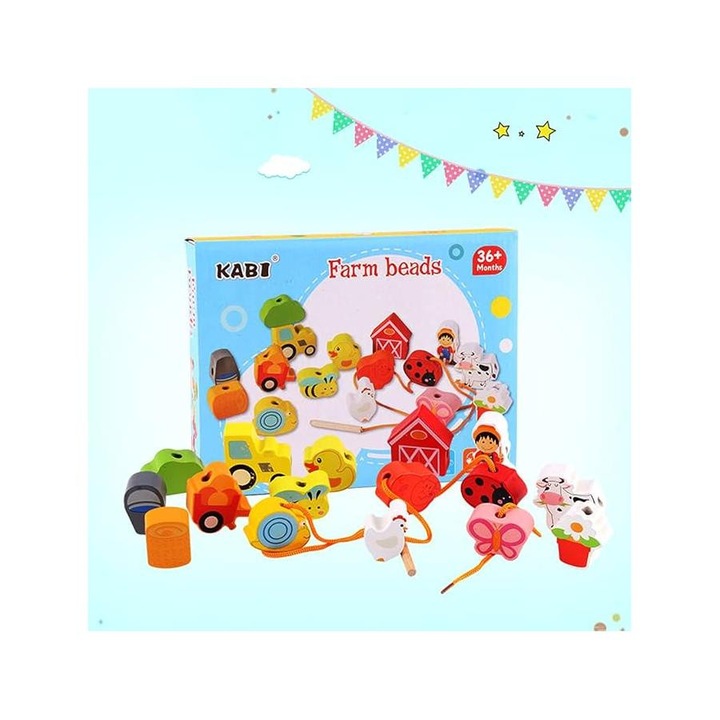 Fűzőcskés fejlesztő játék - Farm - Kabi Farm beads