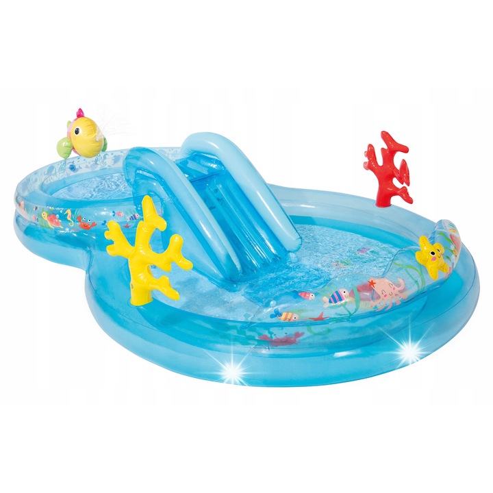 Детски басейн, Intex, комплект с пързалка, 310x193x71 см, многоцветен