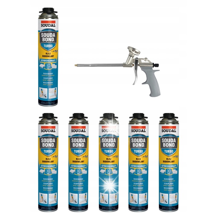Soudabond TURBO poliuretán ragasztó, 6 db, 750 ml, narancssárga, kinyomópisztollyal