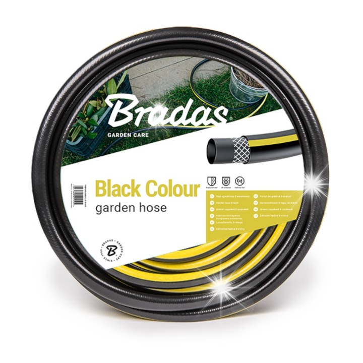 Градински маркуч Bradas 3/4'' 25 м UV устойчив, 3 слоя, черен