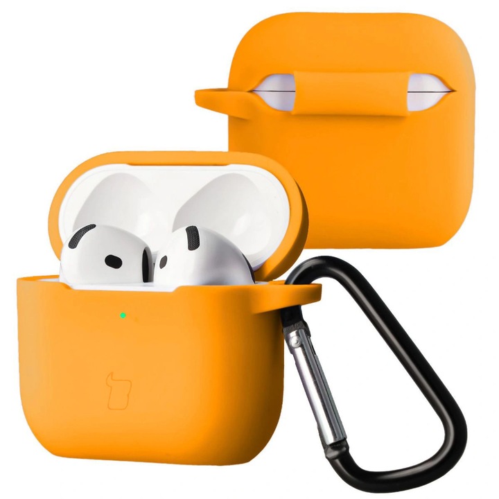 Husa Bizon Case Headphone Silicone pentru Airpods 4, Portocaliu