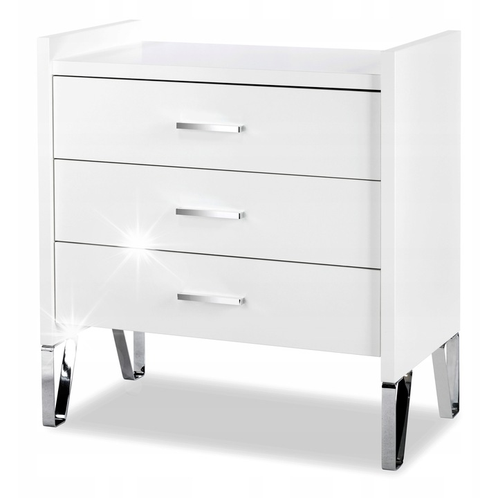 Blanka fiókos komód, LittleSky, fehér, 83x86x45 cm, króm lábakkal