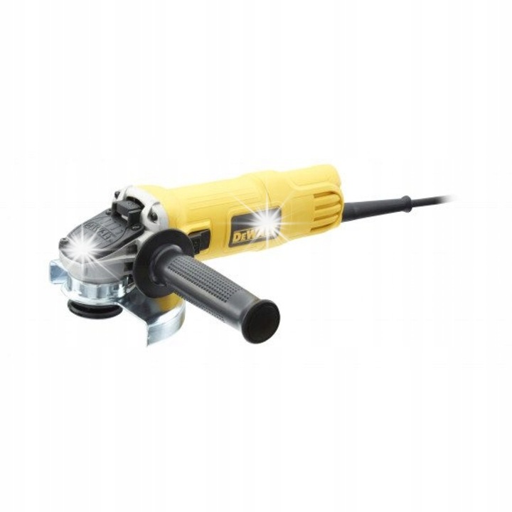 Ъглошлайф DeWALT 900W, 125 мм, с предпазител без инструменти, многопозиционна странична дръжка, 2,05 кг