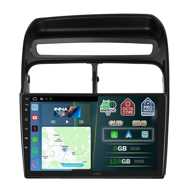 Navigatie Fiat Linea / Grande Punto / Evo 2007-2012 dedicata, MaxTech® PRO SERIES, 8 GB Ram 128 GB Rom OctaCore, Carplay & Android auto, Ecran 9” HD Touch, SIM 4G, GPS, Wifi, Bluetooth, Radio, EQ