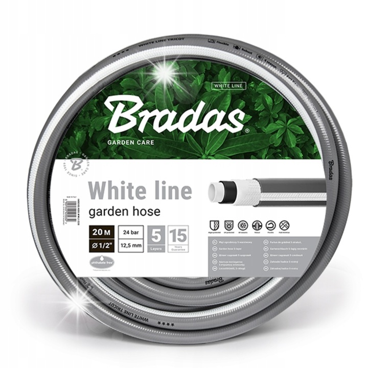 Kerti tömlő Bradas WHITE LINE 5/8", 5 rétegű, 20 m, UV-álló